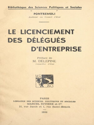 cover image of Le licenciement des délégués d'entreprise
